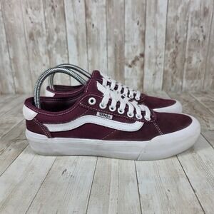 Vans Ward Low Top Skateboarding Shoes Burgundy White Mens Size 7 womens 8.5